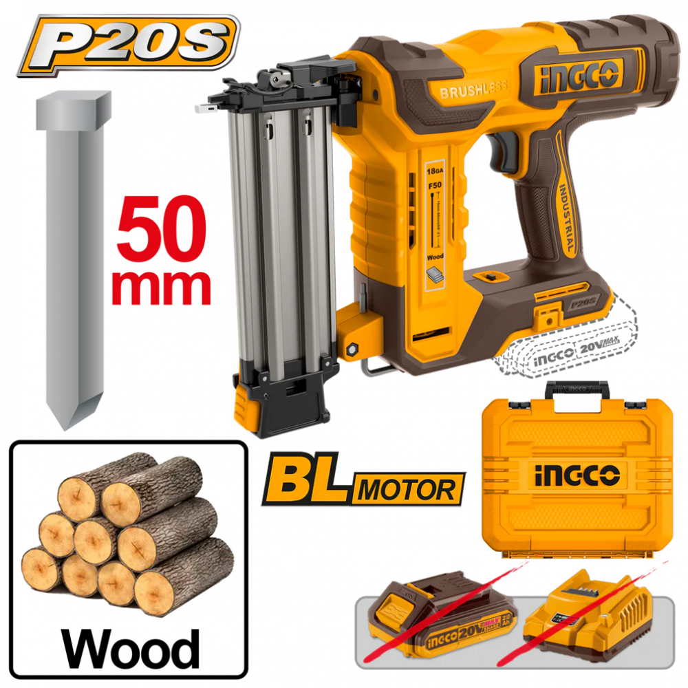 20v Ps+ C/l Brad Nailer + Acc In Box