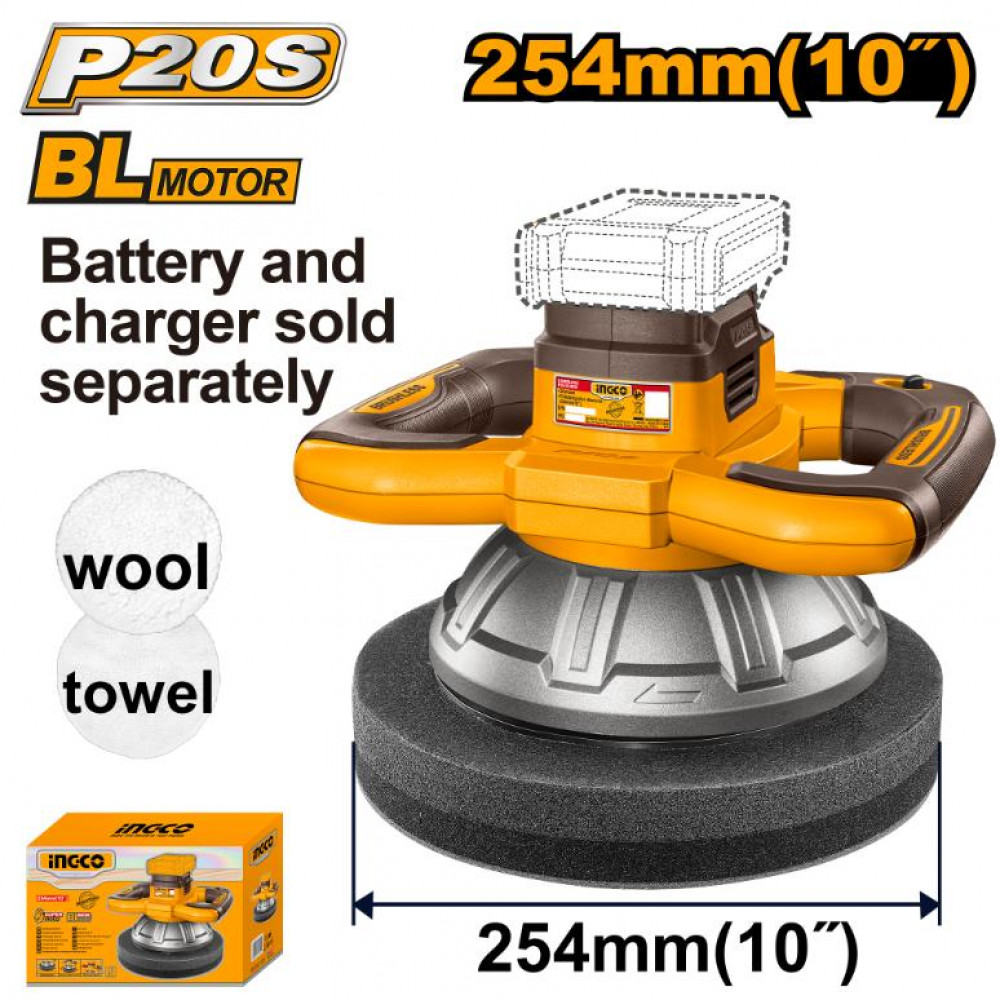 20v Ps+ C/l B/l Polisher 254mm No B/c Box