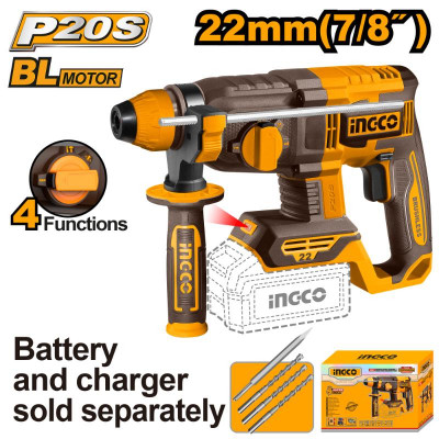 20v Ps+c/l B/l Rotary Drill Acc 4pcs No B/c