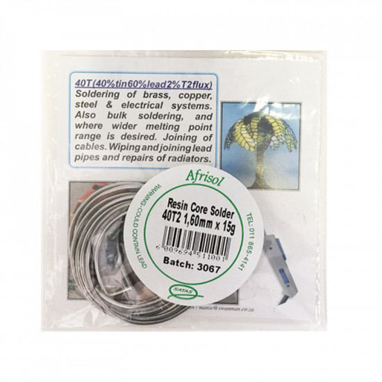 AFRISOL Solder Resin Core 40t 1,6mm 15g AFRISOL Solder Resin Core 40t 1,6mm 15g