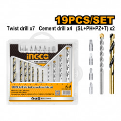 19pc Drill & Screwdrv Bits Set