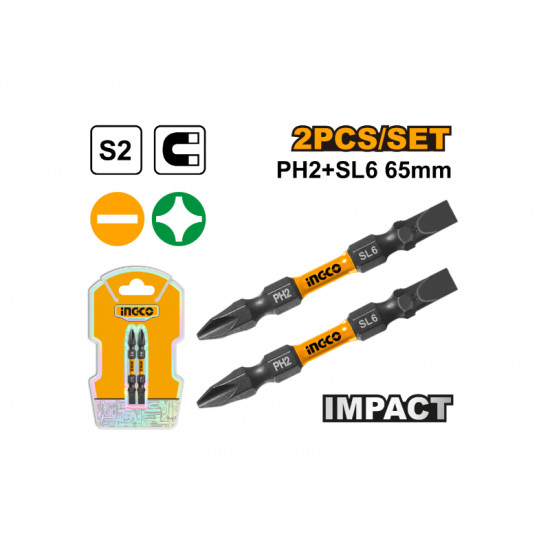 S/d Bit Impact Ph2+sl6 65mm S2 2pc S/d Bit Impact Ph2+sl6 65mm S2 2pc