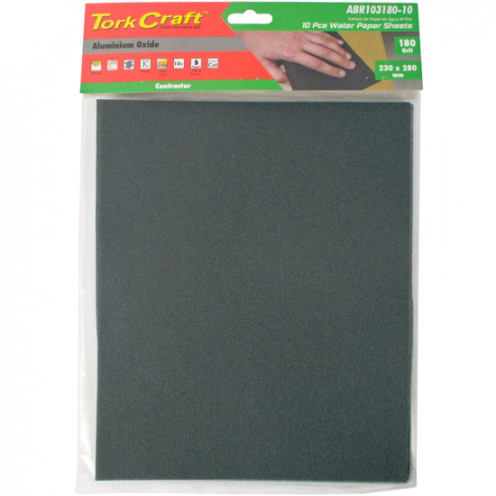 Water Paper 230 X 280mm 180 Grit Wet & Dry 10 Per Pack Std Water Paper 230 X 280mm 180 Grit Wet & Dry 10 Per Pack Std