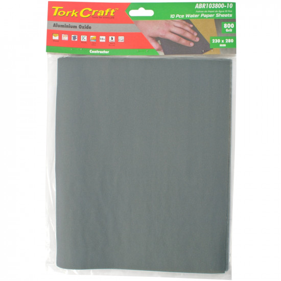 Water Paper 230 X 280mm 800 Grit Wet & Dry 10 Per Pack Std