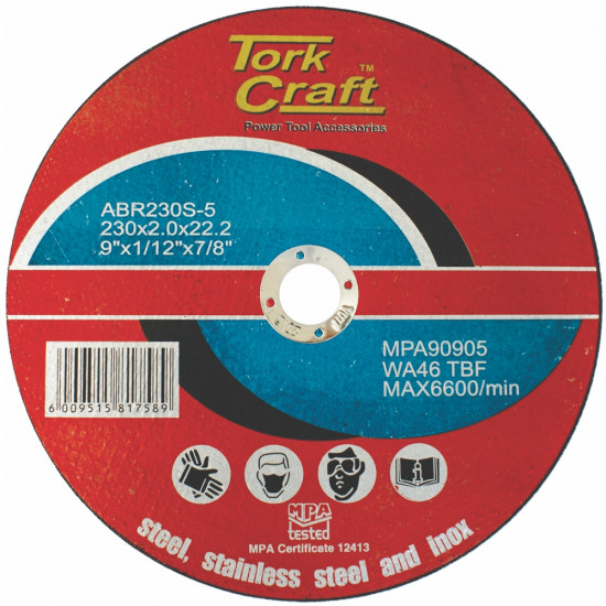 Cutting Disc For Steel And Stainless Steel 230 X 2.0 X 22.2mm Cutting Disc For Steel And Stainless Steel 230 X 2.0 X 22.2mm