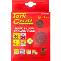 S&ing Disc 115mm 40 Grit With Holes 10/pk Hook And Loop