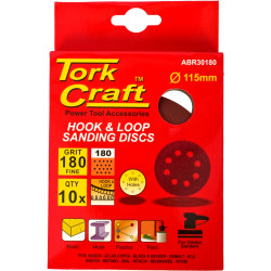 S&ing Disc 115mm 180 Grit With Holes 10/pk Hook And Loop