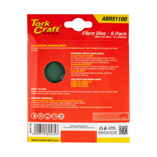 Fibre Disc 115mm 100 Grit 5/pack Fibre Disc 115mm 100 Grit 5/pack