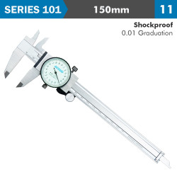 Dial Caliper 150mm 0.03mm Acc. 0.01mm Grad. S/steel Shockproof