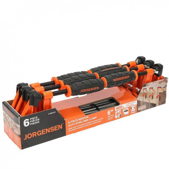 Jorgensen 6' 150mm M/duty 6 Pack Steel Bar Clamp Jorgensen 6' 150mm M/duty 6 Pack Steel Bar Clamp