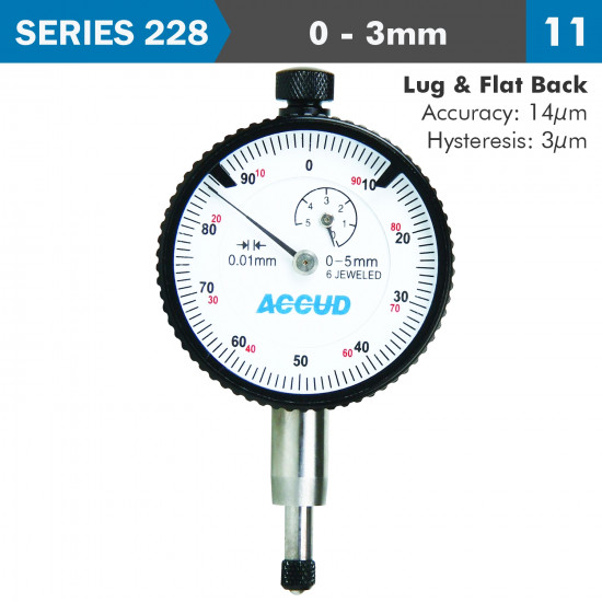 Dial Indicator 3mm Bezel 0.01mm Grad. Lug&flat Back Dial Indicator 3mm Bezel 0.01mm Grad. Lug&flat Back
