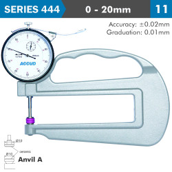 Thickness Gauge 20mm 0.03mm Acc. Large Depth Ceramic Anvil 0.01mm Grad