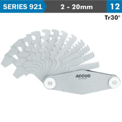 Pitch Gauge 2-20mm Tr30 Deg. Thread 12 Leaves 0.07mm Acc.