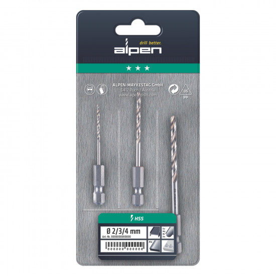 Drill Bit Set 3 Piece Hex Shank Super 2-3-4mm Drill Bit Set 3 Piece Hex Shank Super 2-3-4mm