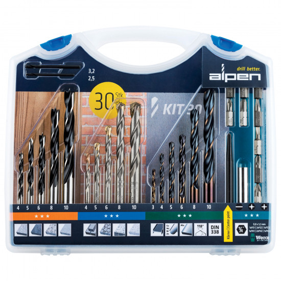 Drill And Screwdriver Set 30 Piece In Carry Case Steel Masonry Wood Drill And Screwdriver Set 30 Piece In Carry Case Steel Masonry Wood