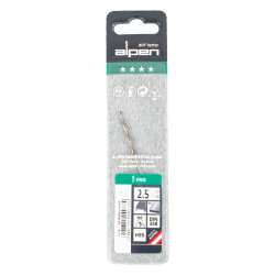 ALPEN Pro Hss 2.5mm Drill Din 338 Rn 135 Split Point Plastic Wallet (