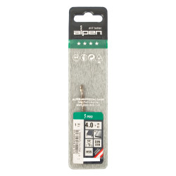 ALPEN Pro Hss 4mm Drill Din 338 Rn 135 Split Point Plastic Wallet (1