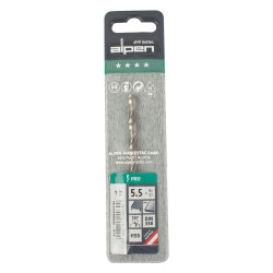 ALPEN Pro Hss 5.5mm Drill Din 338 Rn 135 Split Point Plastic Wallet (