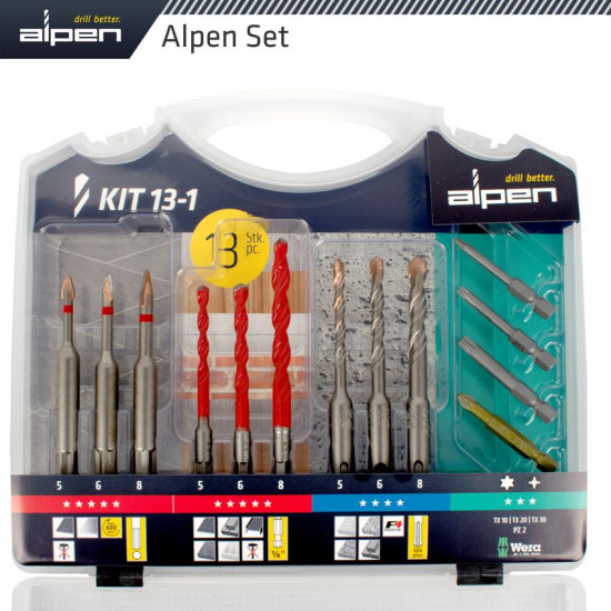 Drill-screwset Kit 13 13 Pcs C Prot,multi 6-kant,sds-plus F4 ,4 Bits Drill-screwset Kit 13 13 Pcs C Prot,multi 6-kant,sds-plus F4 ,4 Bits