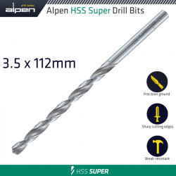 Hss Drill Bit Long 3.5 X 112mm Bulk