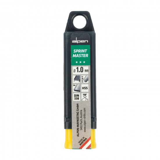 Hss Sprint Master 1.0mm 10-pack Hang Tag Din 338 ALPEN Drill Bits Hss Sprint Master 1.0mm 10-pack Hang Tag Din 338 ALPEN Drill Bits
