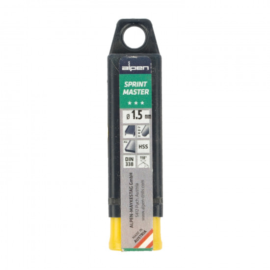 Hss Sprint Master 1.5mm 10-pack Hang Tag Din 338 ALPEN Drill Bits