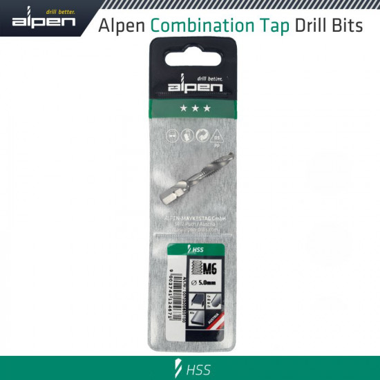 ALPEN Combination Tap Plw M6 1/4' Shank