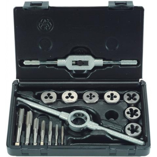 Tap & Die Set 16 Piece M3 - M12 Hss With Die Holder & Tap Wrench Tap & Die Set 16 Piece M3 - M12 Hss With Die Holder & Tap Wrench