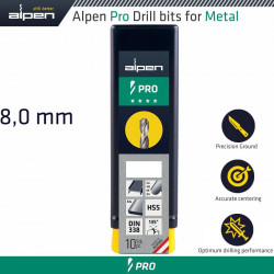 ALPEN Pro Hss Drill Din 338 Rn 135 With Split Point 8.0mm Bulk