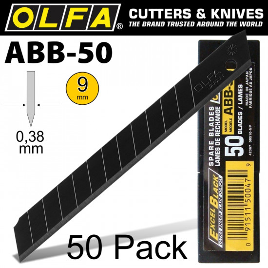 OLFA Blades Black X-sharp 50 Per Pack Ultra Sharp 9mm OLFA Blades Black X-sharp 50 Per Pack Ultra Sharp 9mm