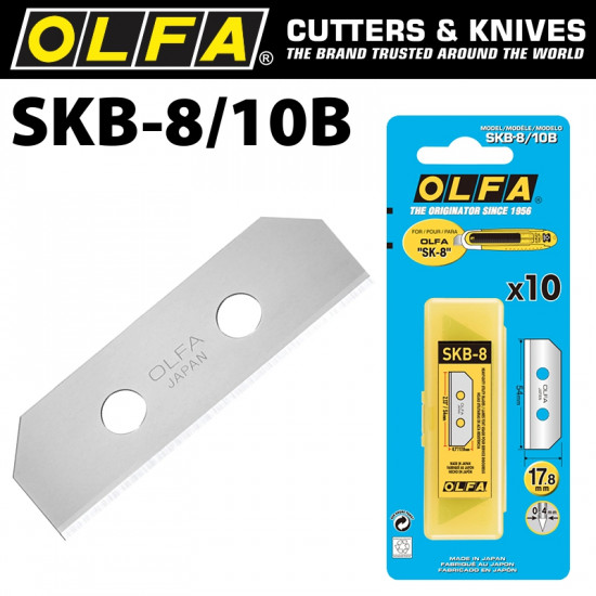 OLFA Blades (10) For Skb8 Safety Knife Carded 18mm