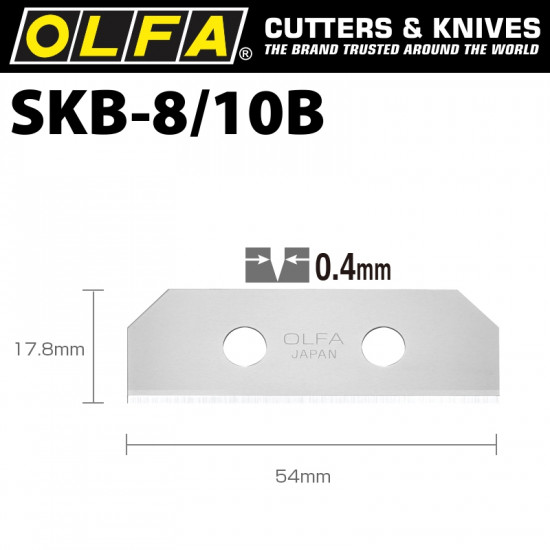 OLFA Blades (10) For Skb8 Safety Knife Carded 18mm