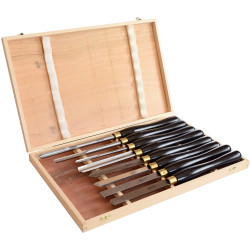 Chisel Set Wood Turning Hss 8 Piece Wooden Case