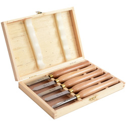 Chisel Set Wood Turning 300mm Hss 5 Piece Wood Case