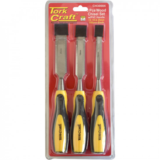 Wood Chisel 140mm Blade 3pc 13/19/25 With Pvc Handle Wood Chisel 140mm Blade 3pc 13/19/25 With Pvc Handle