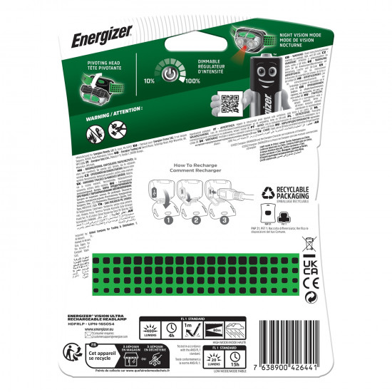 ENERGIZER 400lum Vision Recharge Headlight Green