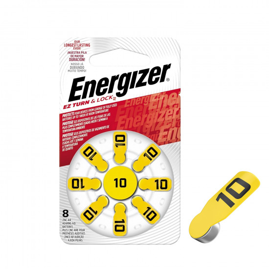 ENERGIZER Hearing Aid Bat 10 Yellow 8 Pack (moq 10) ENERGIZER Hearing Aid Bat 10 Yellow 8 Pack (moq 10)