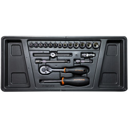 FIXMAN Tray 19 Piece 1/4' Drive Sockets And Accessories