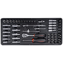 FIXMAN Tray 56 Piece 1/4' Drive Sockets And Accessories