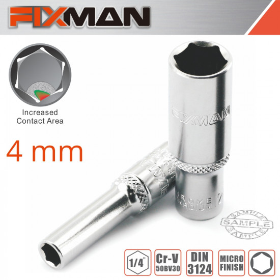 FIXMAN 1/4' Dr Deep Socket 4mm FIXMAN 1/4' Dr Deep Socket 4mm