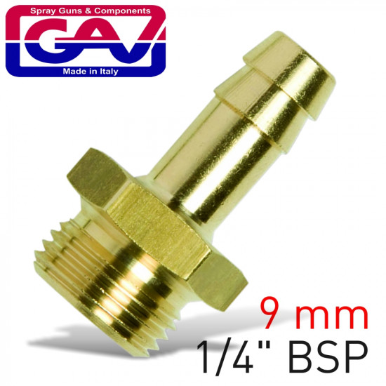 Brass Hose Tail 1/4 M X 9mm Brass Hose Tail 1/4 M X 9mm