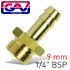 Brass Hose Tail 1/4 M X 9mm