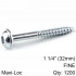 KREG Zinc Pocket Hole Screws 32mm 1.25' #7 Fine Thread Mx Loc 1200ct
