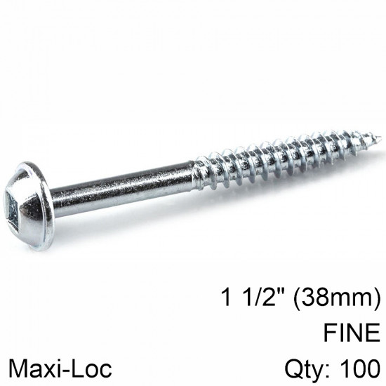 KREG Zinc Pocket Hole Screws 38mm 1.50' #7 Fine Thread Mx Loc 100ct KREG Zinc Pocket Hole Screws 38mm 1.50' #7 Fine Thread Mx Loc 100ct
