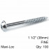 KREG Zinc Pocket Hole Screws 38mm 1.50' #7 Fine Thread Mx Loc 100ct