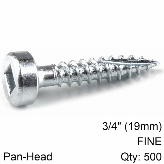 KREG Zinc Pocket Hole Screws 19mm 0.75' #6 Fine Thread Pan Head 500ct KREG Zinc Pocket Hole Screws 19mm 0.75' #6 Fine Thread Pan Head 500ct