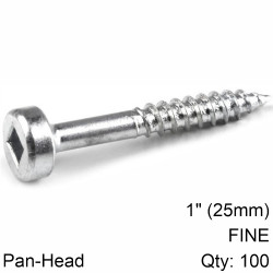 KREG Zinc Pocket Hole Screws 25mm 1.00' #6 Fine Thread Pan Head 100ct