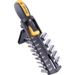 15pc Screwdriver Set With Bits Sockets And Belt Clip