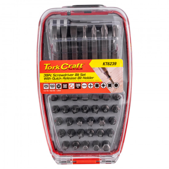 Screwdriver Bit Set 39pc 25mm 50mm Bits With Quick Release Bit Holder Screwdriver Bit Set 39pc 25mm 50mm Bits With Quick Release Bit Holder