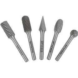 Rotary Burr Set 5 Pc Asstd 12mm Dia Tungsten